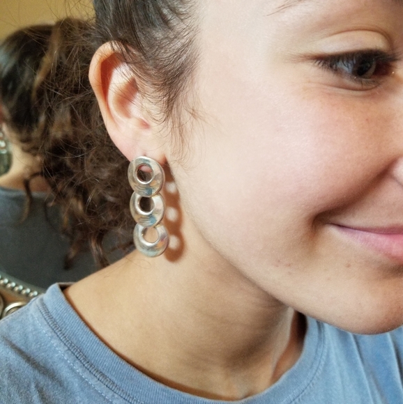 MayaMor Israel Geometric Sterling Silver Vintage Earring